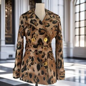 Cache -Gold Black & Tan Jacket with Belt Size XS